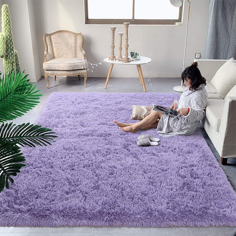 light purple fuzzy rug